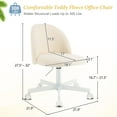 thumbnail image 2 of Ktaxon Armless Home Office Desk Chair Cute Mid Back Vanity Stool Teddy Velvet Swivel Task Chairs with Wheels Beige, 2 of 9