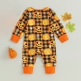 thumbnail image 4 of MUXiin Baby Boys Romper Jumpsuit Long Sleeve Pumpkin Print Zip Up Outfit Soft Comfortable Playwear For Toddler 0-18 Months,Orange,6-12 Months, 4 of 7