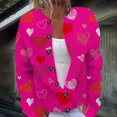 thumbnail image 2 of Women's Valentine Cardigan Lightweight Crew Neck Heart Printed Coat, 2 of 5