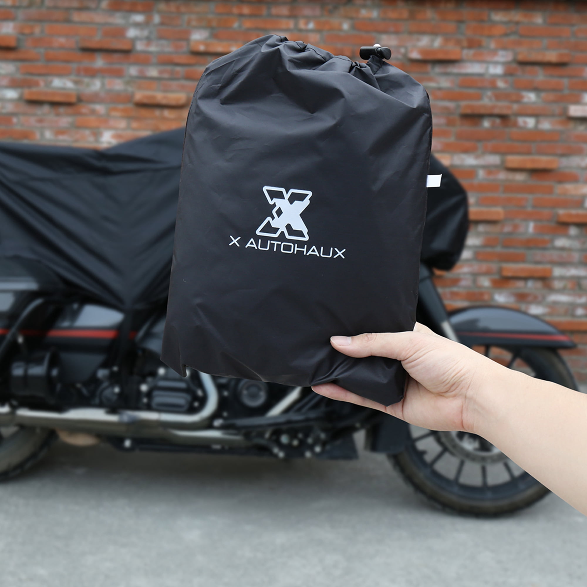 Unique Bargains 210T Motorcycle Half Cover Rain Dust UV Protector L Black