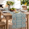 thumbnail image 2 of Table Runner 72 Inches Long for Kitchen Dining, Teal Pink Dresser Scarf Farmhouse, Dining Table Decorations for Wedding/Parties, Vintage Floral Watercolor Boho Ethnic 14 x 72 In, 2 of 9
