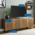 thumbnail image 3 of Media TV Stand Console Table, Rectangular, Wood, Metal Steel, Brown Walnut, Modern Contemporary Urban Design, Living Lounge Room Hotel Lobby Hospitality, 3 of 7