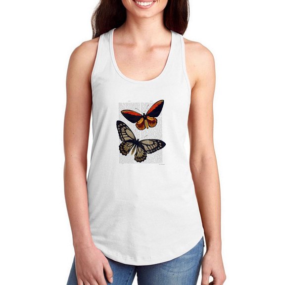 Vintage Butterflies Racerback Tank Women -Fab Funky Designs, Female Large