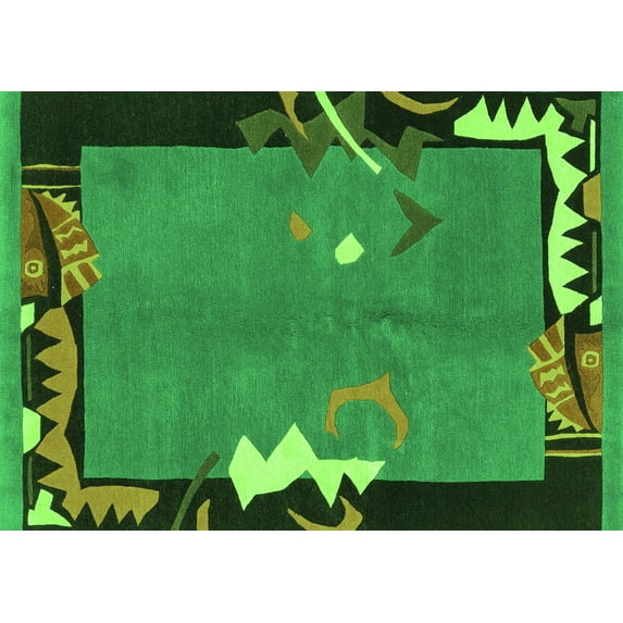 Ahgly Company Indoor Rectangle Abstract Green Modern Area Rugs, 5' x 7'