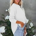 thumbnail image 7 of Womens Loose Sweatshirts Curved Side Split Hem Casual Trendy Pullover Tops Solid Color Long Sleeve Fall Clothes (L, White), 7 of 7