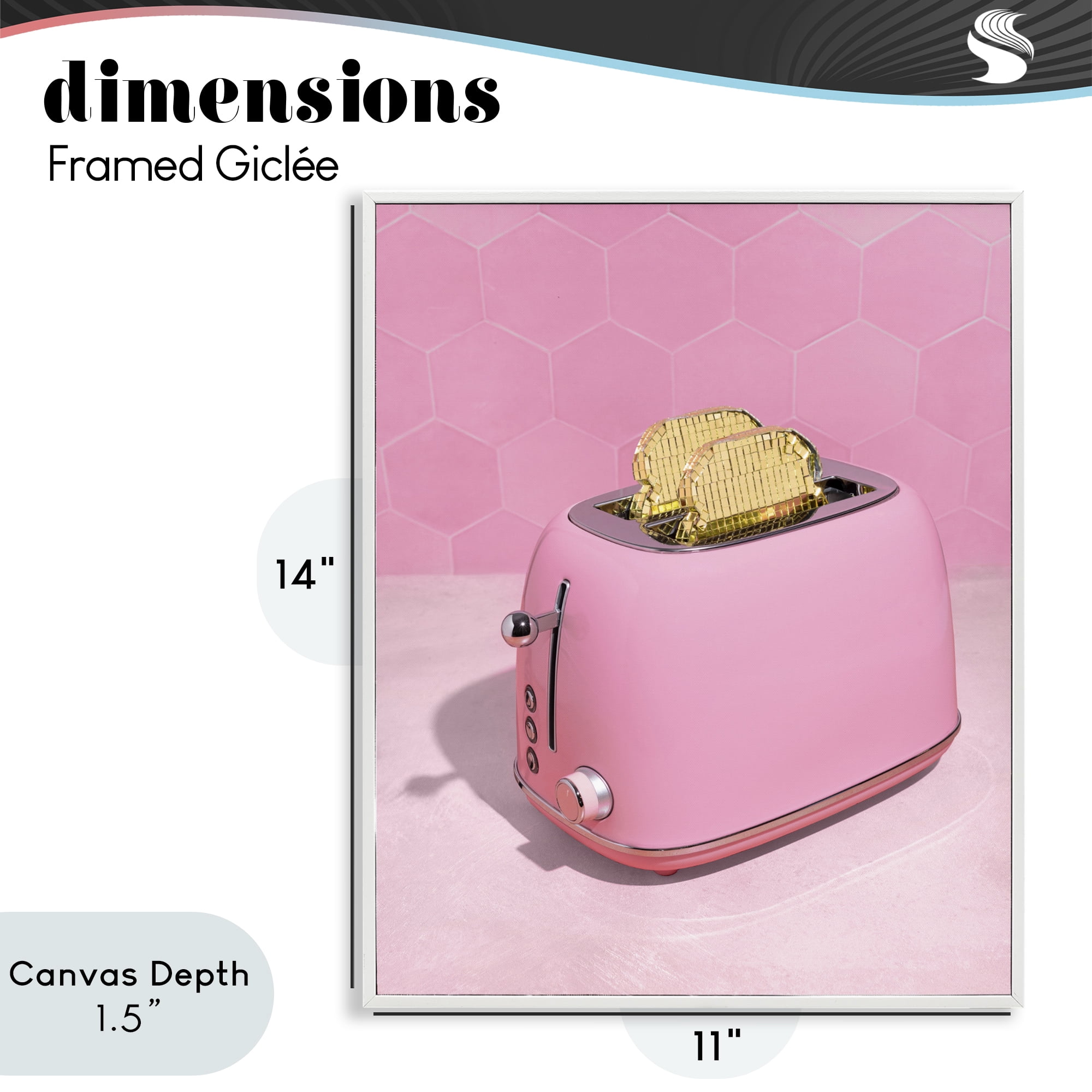 Stupell Industries Golden Toaster over Pink White Framed Giclee Art, design by LISH Creative