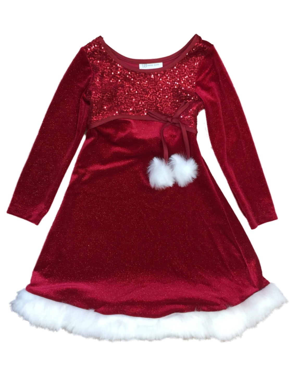 Bonnie Jean Santa Christmas Holiday  Velvet Red Dress Little Girls  4 5 6 6X 