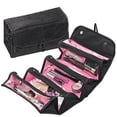thumbnail image 4 of Kit de viaje con compartimentos, organizador de cosméticos en rollo, bolsas de maquillaje, joyas, bolsillos plegables para artículos de tocador, ultrarresistentes, 4 of 8