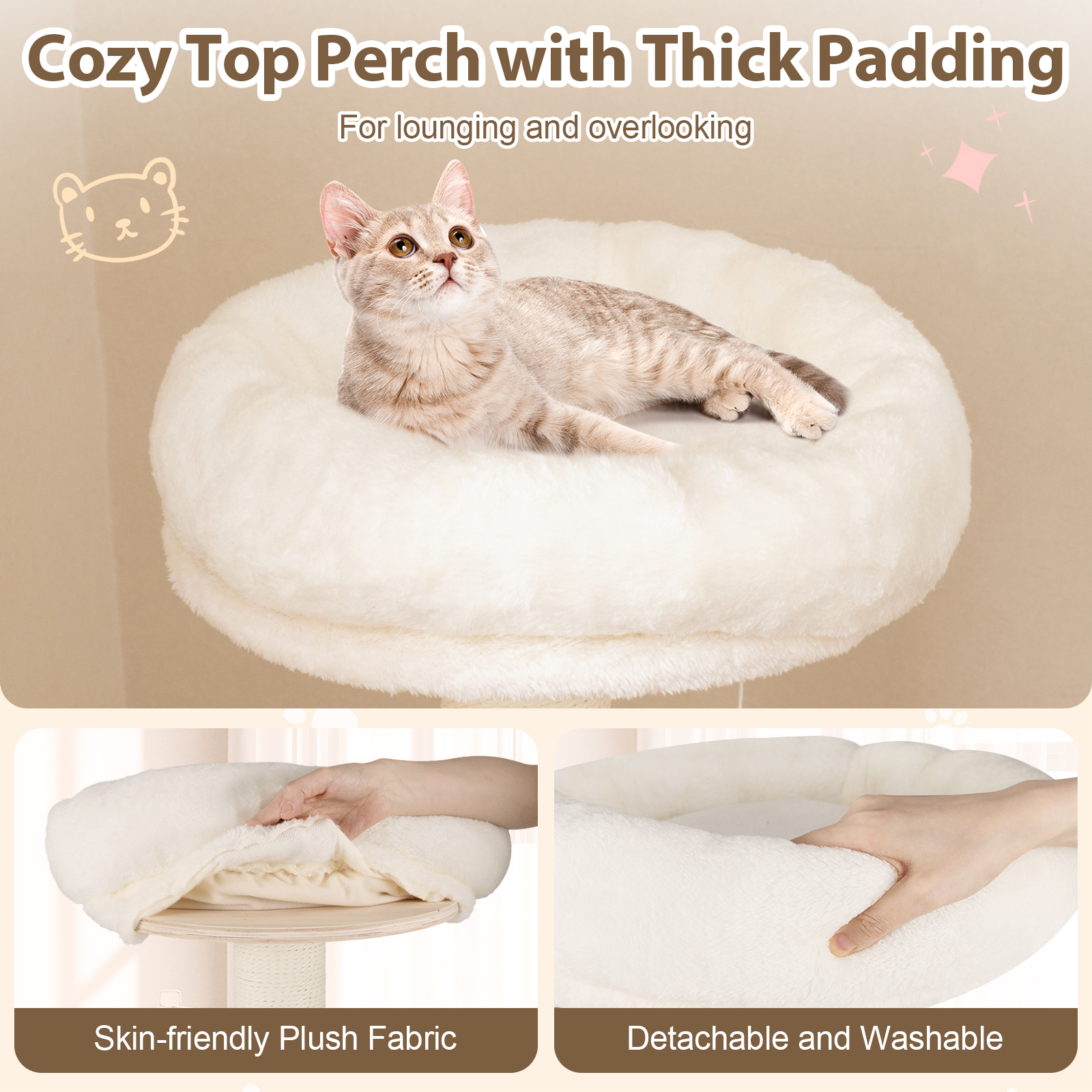 Gymax 52'' Tall Wooden Cat Tree w/Condo Perch Space Capsule Scratching Posts