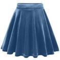 thumbnail image 5 of ZQUUVOU Kids Velvet Party Skirt Pleated Hem Elastic Waist Holiday Festive Short Skirt Special Event Mini Skirts Blue, 5 of 9