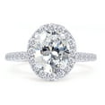 thumbnail image 2 of Oval & Round Cut Lab Created Moissanite Diamond Solitaire Halo Engagement Ring In 14K White Gold Over Sterling Silver(G-H Color, 2.00 Carat)-7.5, 2 of 8