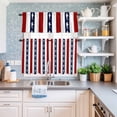 thumbnail image 6 of Kitchen Window Curtains Valance and Tier Set, Nautical Shark Red White Striped Rod Pocket Tier Curtain Valance Set, Modern Abstract Art Light Filtering Cafe Curtains for Bedroom Living Room, 6 of 9