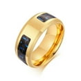 thumbnail image 5 of 316L Stainless Steel Gold Black Silver Band 8MM Mens Carbon Fiber Ring Size 7-12, 5 of 8