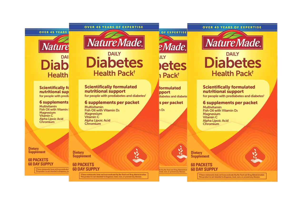 4 Pack Nature Made Daily Diabetes Health Pack, 60 Packets