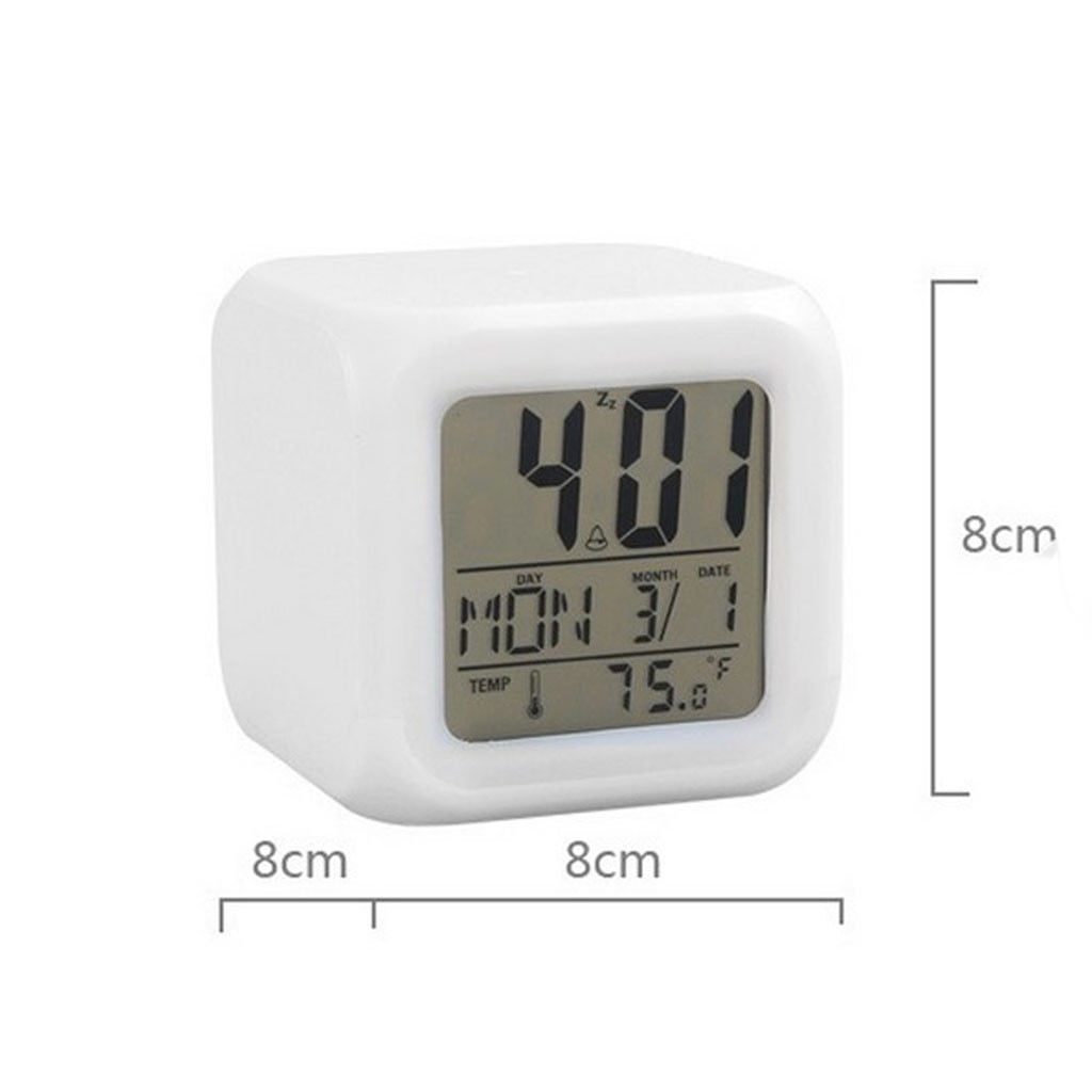 Digital Alarm Clocks with Snooze, 7 Color Changing Night Light, Wake Up Digital Clock for Room Decor, Temperature, Holiday Gift