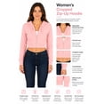thumbnail image 4 of Women's Basic Casual Cotton Fleece Long Sleeves Solid Full-Zip Cropped Sweatshirt Hoodie, 4 of 4