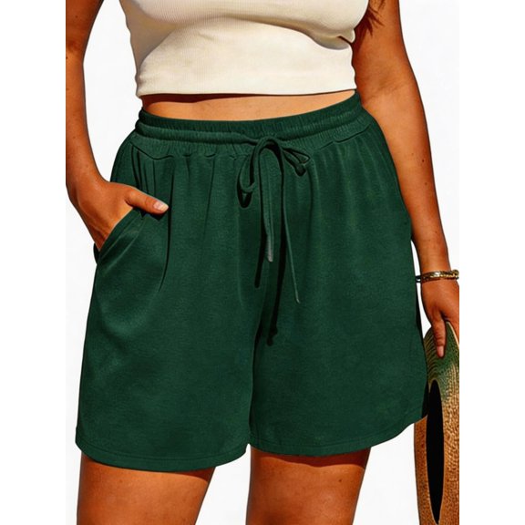 Gleelist Women's Plus Size Shorts Drawstring Comfy Elastic Waist Shorts Wide Leg Summer Short With Pockets XL-5XL