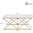 thumbnail image 5 of Unipaws Modern Nesting Coffee Table Set of 3 with Faux Marble Top and Gold Frame for Living Room, 5 of 8