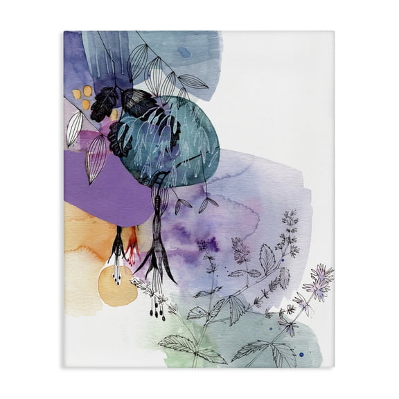 Stupell Industries Eclectic Modern Tropical Forest Flowers Sketch Abstract Watercolor Shapes Canvas Art, 24 x 30, by Verbrugge Watercolor
