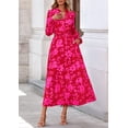 thumbnail image 4 of Vestido PRETTYGARDEN Floral Maxi Manga Larga Cuello en V Rojo M, 4 of 8