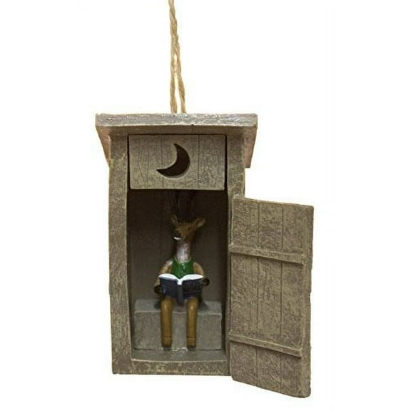 Ganz Outhouse with Deer Inside Resin Hanging Christmas Ornament - Size 3.5 in.