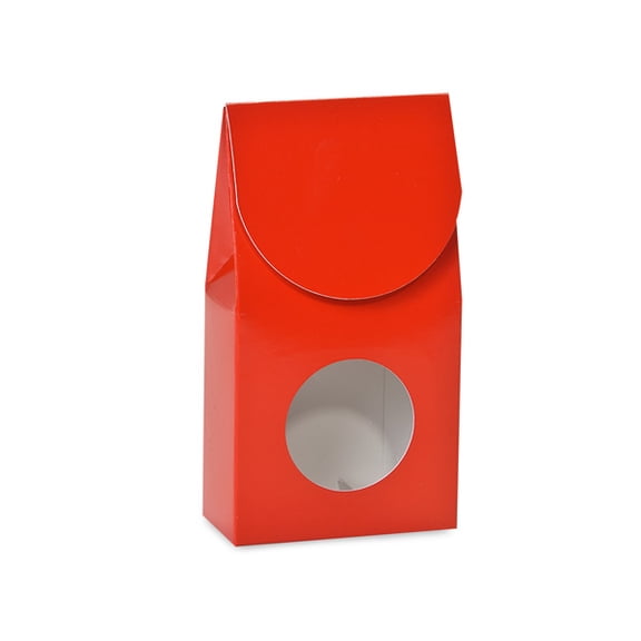 Pack of 6, Red Gourmet Window Boxes Small 3.5 x 1.75 x 6.5" As Perfect Christmas & Valentine Candy Box