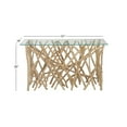 thumbnail image 3 of DecMode 51" x 30" Brown Teak Wood Handmade Tree Branch Console Table with Clear Glass Top, 1-Piece, 3 of 9