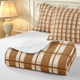 thumbnail image 4 of Manfei Classic Plaid Twin Quilt Set,Vintage Check Twin Coverlet Set,Brown Beige,2pcs,1 Bedspread and 1 Pillowcase, 4 of 7