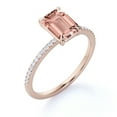 thumbnail image 5 of JeenMata 1.75 Carat Emerald Cut Lab Created Morganite Solitaire Engagement Ring in 18k Rose Gold over Silver, 5 of 6