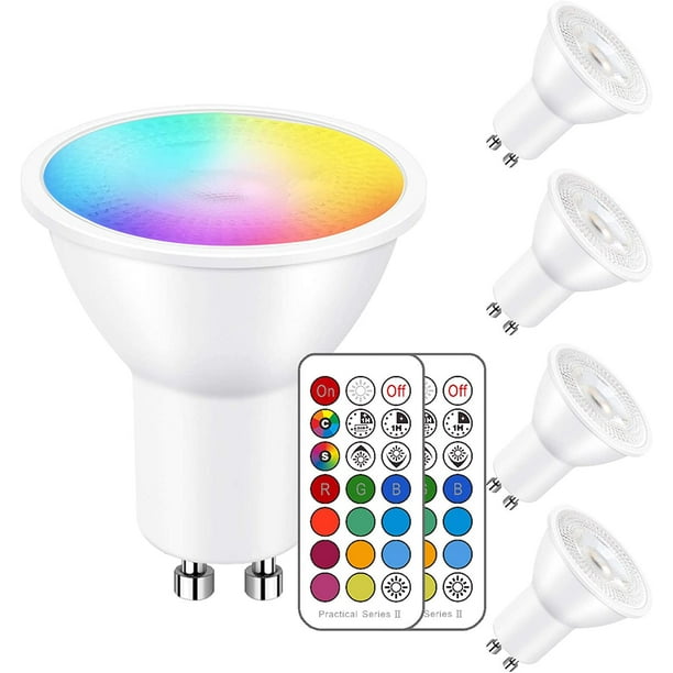 Geven Noord Amerika warm GU10 LED Light Bulb 40 Watt Equivalent Color Changing 12 Colors 5W Dimmable Warm  White 2700K RGB LED Light Bulbs with Remote Control (Pack of 4) -  Walmart.com