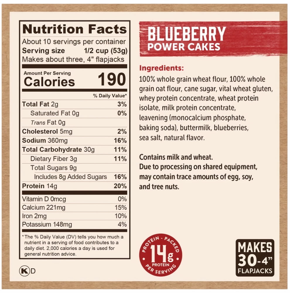 Kodiak Cakes Power Cakes Flapjack & Waffle Mix, Blueberry, 18 oz (Pack of 10)