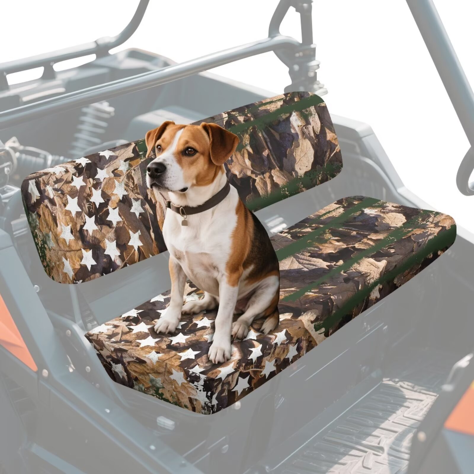 Binienty 2 Piece UTV Seat Cover Set American Flag Branch Camo UTV Front Seat Covers Compatible with Kawasaki Mule 300 3010 3020 4000 4010 2001-2023 2025 Patriotic Seats Cover for Mule Accessory Parts