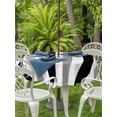 thumbnail image 4 of Outdoor Tablecloth with Umbrella Hole Zipper Black Gray Striped Round Tablecloth 54" Waterproof Outside Table Cloth Farmhouse Stripe Art Patio Table Cover Tablecloths for Picnic Party, 4 of 8