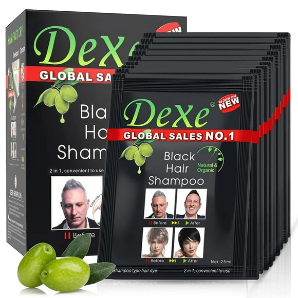 Instant Hair Dye - Black Hair Shampoo - (3) Black Colour - Simple To Use - Last 30 Days - Natural Ingredients