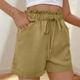 thumbnail image 5 of Cotton Linen Shorts for Women Drawstring Waisted Beach Shorts High Waisted Short with Pockets Casual Vacation Wear Clearance Shorts for Women, 5 of 8