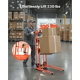 thumbnail image 2 of VEVOR Material Lift Winch Stacker, 330 lbs Capacity Pallet Truck Dolly, 42.9 in Max Lifting Height Manual Winch Stacker, Multifunctional Manual Pallet Truck Stacker with Swivel Casters and Lift Plate, 2 of 9