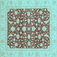 thumbnail image 1 of Ahgly Company Indoor Square Oriental Light Blue Traditional Area Rugs, 7' Square, 1 of 4