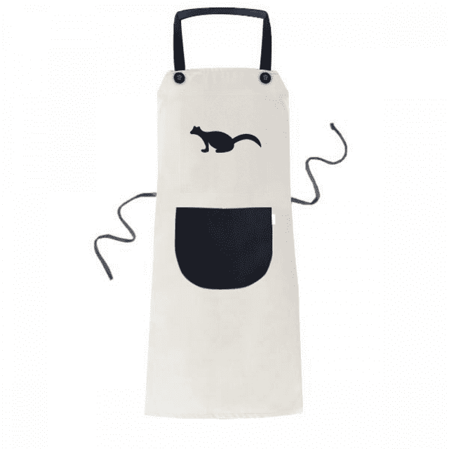 Black Polecat Animal Portrayal Apron Adjustable Bib Cotton Linen BBQ Kitchen Pocket Pinafore