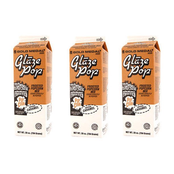 Glaze Pop,Frosted Caramel Popcorn Flavoring, Gold Medal 2525, 3 Cartons