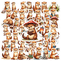 cartoon Otters Theme Stickers, Waterproof Otters Theme Sticker for Water Bottle Laptop Phone Cases Planner Skateboard Luggage Helmet Party Favor Decor, Ideal for Adults Teens Teacher Rewards