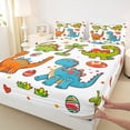 thumbnail image 4 of Feelyou Cartoon Tropical Dinosaur Eggs Queen Sheet Sets for Kids Boys Girls, Palm Tree Wildlife Bed Set, 4-Piece, 4 of 5