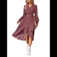 thumbnail image 1 of Vestido Maxi Bohemio Floral de Verano para Mujer, Cruzado, de Larga, con Cuello en V y Volantes, Corte A, Fluido, para Invitadas de Boda. Rojo XL, 1 of 10