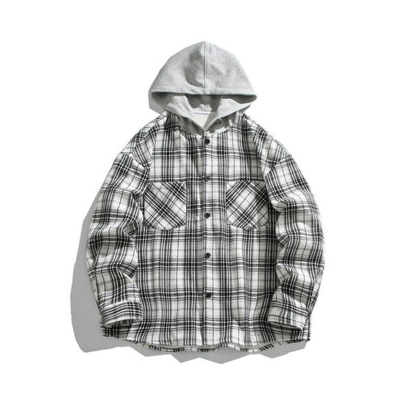 Puntoco Sudadera Con Capucha Versátil Básica Para Hombre Camisa Clásica Con Capucha A Cuadros Escoceses Chaquetas Casuales Con Capucha De Manga Larga