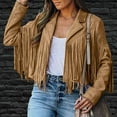 thumbnail image 4 of Ichuanyi Fringe Coat For Women Faux Suede Leather Cowboy Style Coat Long Sleeve Tassels Cardigan Coat, 4 of 9