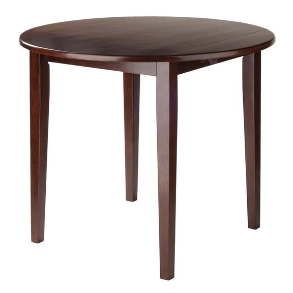 FurniFact Walnut Small Round Drop Leaf Table – Foldable Dining Table for Spaces