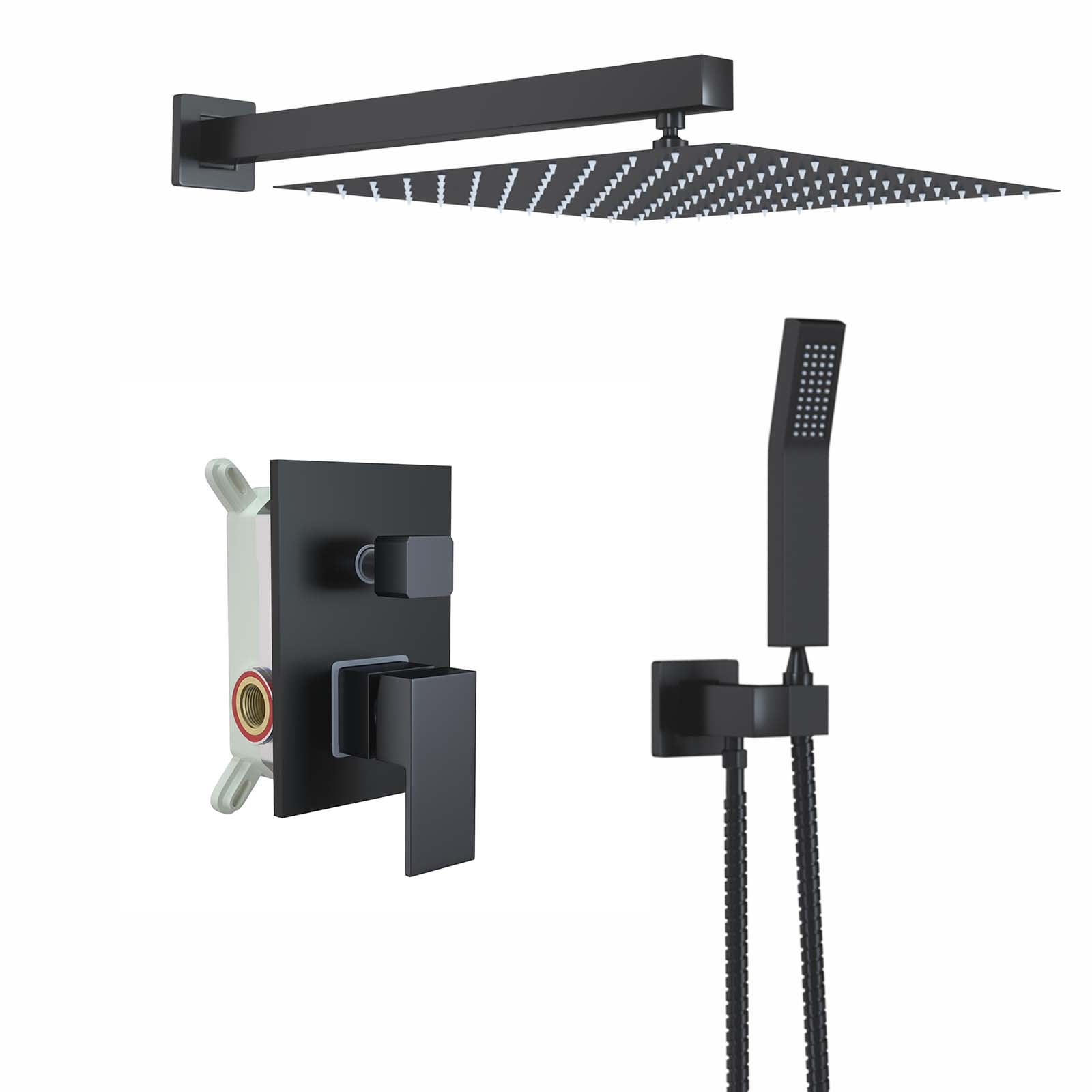 Zovajonia Matte Black Shower System 8 Inches Shower Faucet Set, Rain