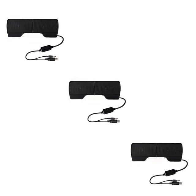 crativent ZYElroy Portable Mini USB Stereo Speaker Notebook Laptop Computer PC Screen Clip-on Music Player Black 3Set