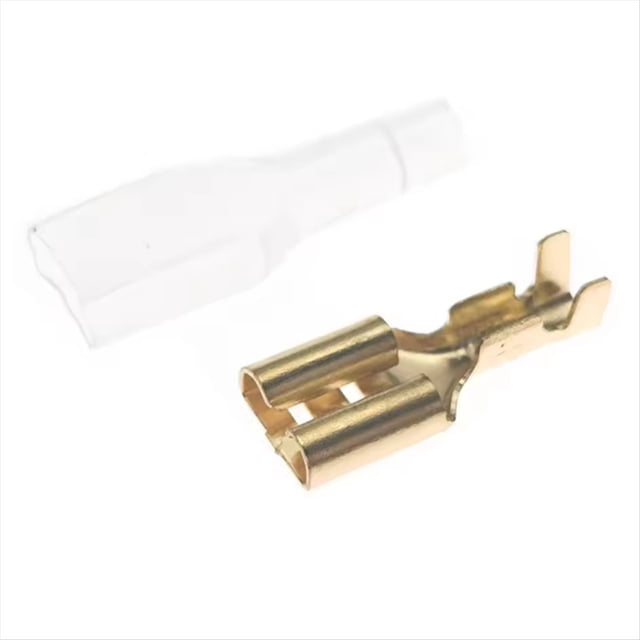 Juego de 100 Terminales de Crimpado de Horquilla Hembra de 6,3 mm, Conector de Envoltura de Cable con Manguito Eléctrico para 22-16 AWG (0.5mm²-1.5mm²)