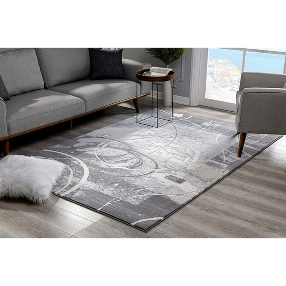 5’ x 8’ Gray Abstract Splatter Area Rug