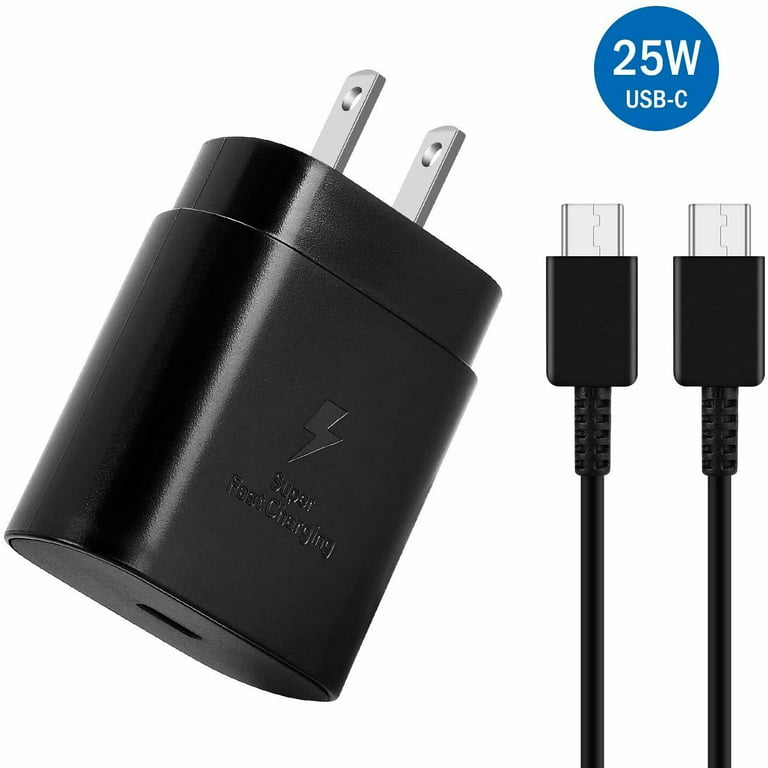 Original 25W USB-C Super Fast Charging Wall Charger for Samsung Galaxy  A02s, Charger Adapter with 3ft Type-C Cable - Black